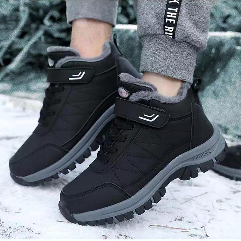 Middle-aged walking shoes autumn and winter velvet winter round head cotton warm thickened shoes men's shoes