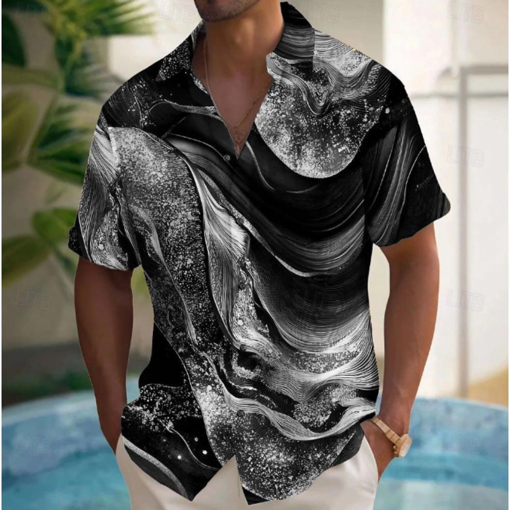 Herren Marmor 3D-Druck Hemd Knopfleiste Hemd Freizeithemd Sommerhemd Kurzarm Tägliche Urlaubsbekleidung 6XL jäger, die grüne