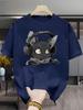 Trendy Cat Print Short-Sleeve T-Shirt for Men, New Summer Collection, Versatile Casual Top