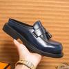 Large size men's shoes summer casual leather shoes fashion men's half drag leather shoes trend foot bag head leather drag