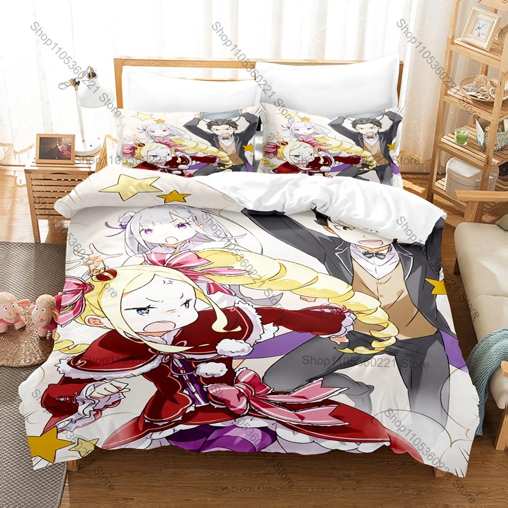 Cute Beatrice Re:ZERO Kpop Bedding Set 3D Printed Duvet Cover Set Single Twin Full Queen King Size Bed Linen For Fans Gift