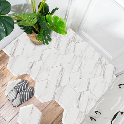 3D Beyaz Mermer Dikiş Kendinden Yapışkanlı Fayans Etiket kaymaz Su Geçirmez Duvar Altıgen Çıkartmaları Banyo Dekor