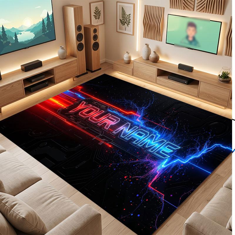 Abstract Personalized Theme Crystal Velvet Floor Rug Personalized Custom Name Text Warm Carpet Home Decoration