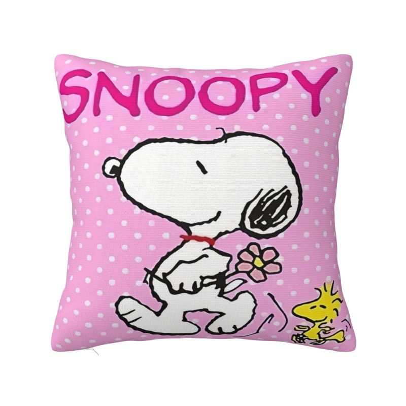 Custom Disney Snoopy Woodstock Cartoon Beagle Pillow Home Decorative Nordic Cushion Decoration Salon Square Pillowcase