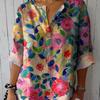 Fashion Summer Floral Printed Women Blouse V Neck Loose Casual Simple Office Shirt Ladies Summer Plus Size Holiday Sweet Short Sleeve Tops Clothes