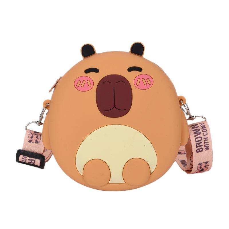 

Super fire cute cute kapibara change bag cartoon round small capybara silicone bag children s foreign style messenger bag