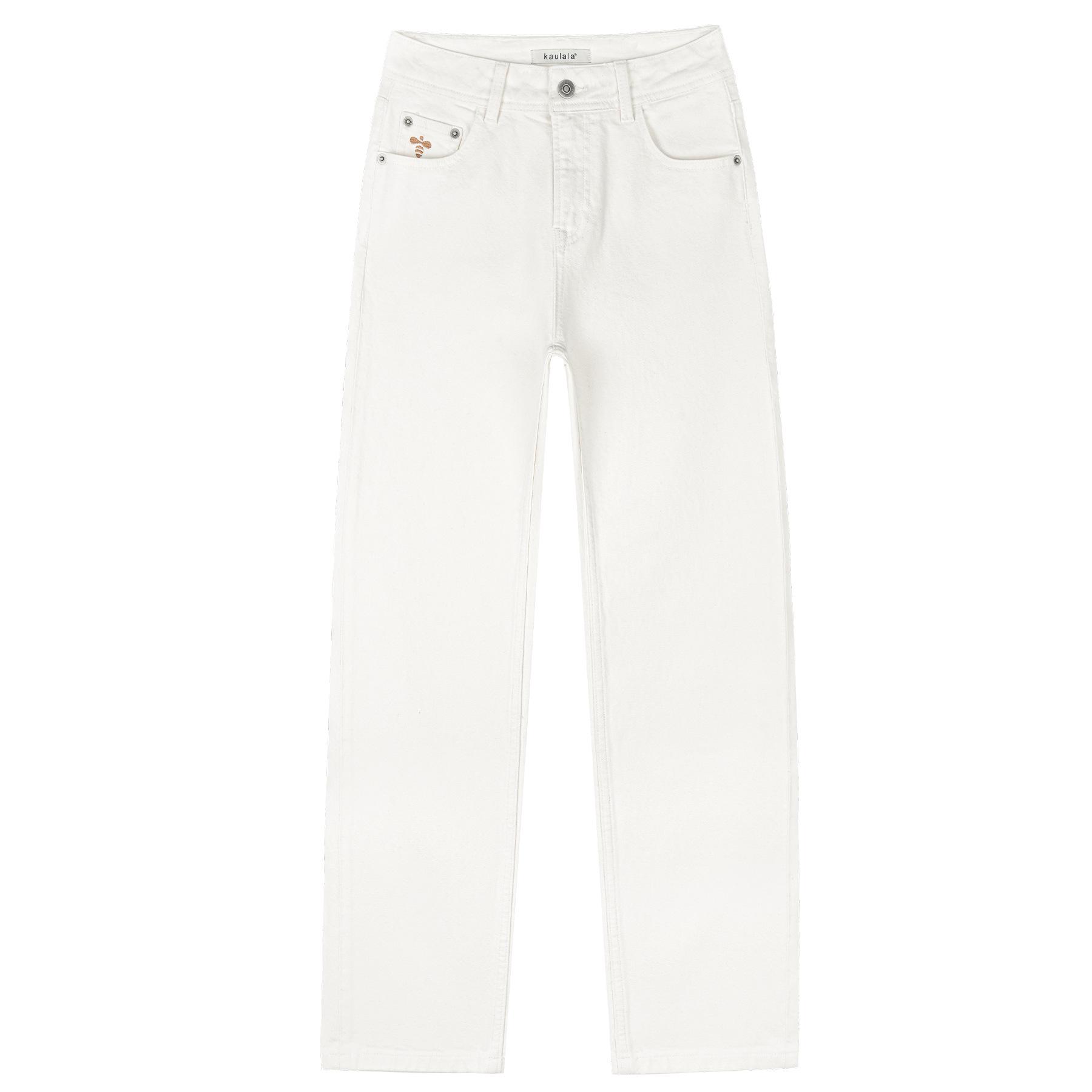 

Kaulala Женские 2025 Осень Джинсы с высокой посадкой, облегающие, белые, прямого кроя, стрейч 2XL