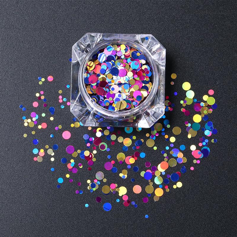 Bright Nail Art Round Sequins Nail Sequins Glitter Powder Glitter Phototherapy Nail Art Decorative Patch 12 Colors Nail Art Accessories