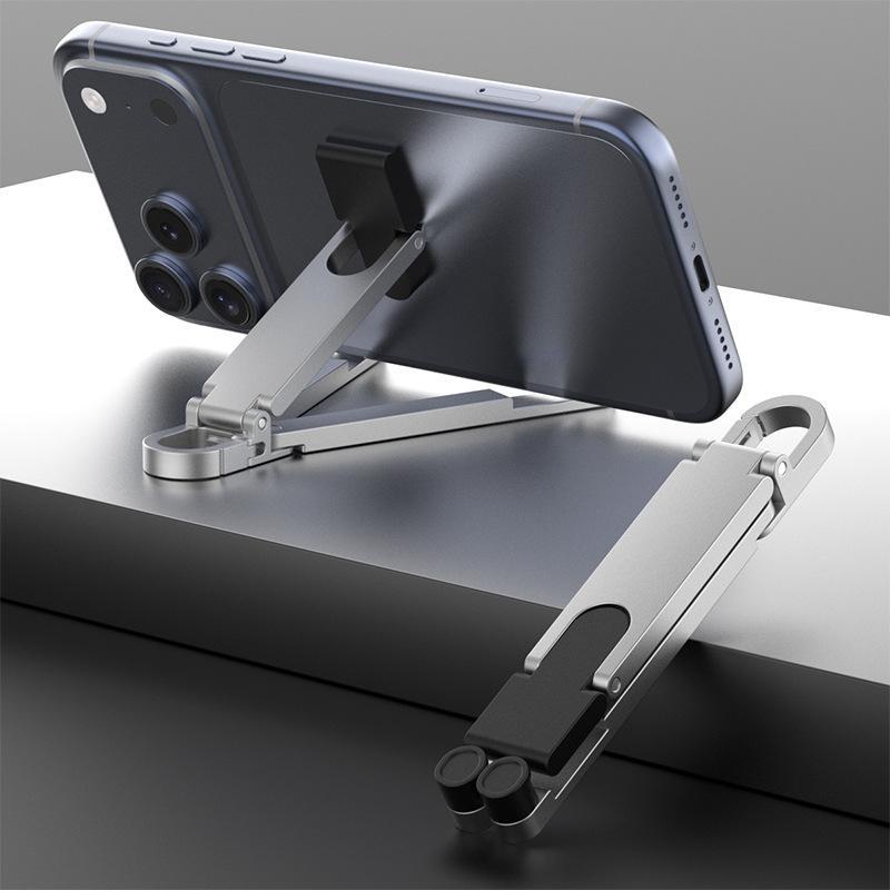 Mini Portable Keychain Phone Stand Aviation Aluminum Anti-slip Adjustable for Travel Live Streaming Vlog Shooting