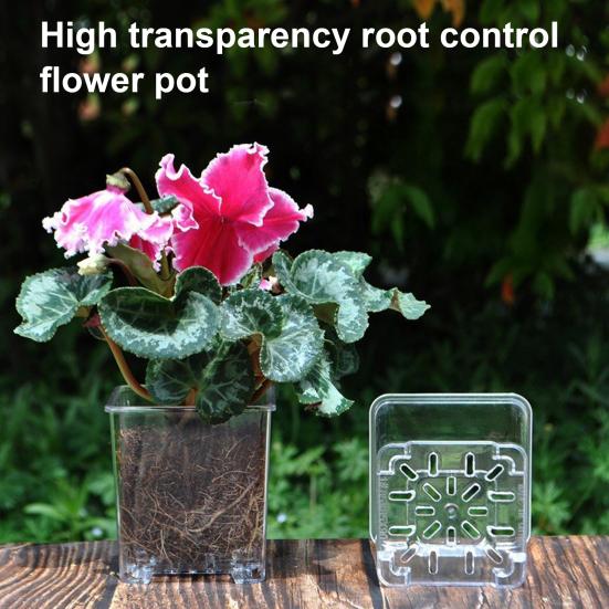 Flowerpot Acrylic Transparent Orchid Planter Breathable Hydrophobic Bottom Drainage Plant Pot Tuber Growth Planter