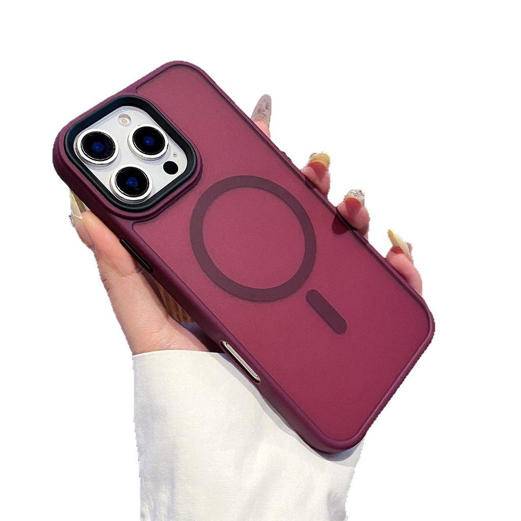 Czarna Ramka Matowa Skóra Magnetyczne Etui na Telefon Naszywka Magnetyczna do Apple 16pro Ochronne Etui na Telefon Sznurek Lato