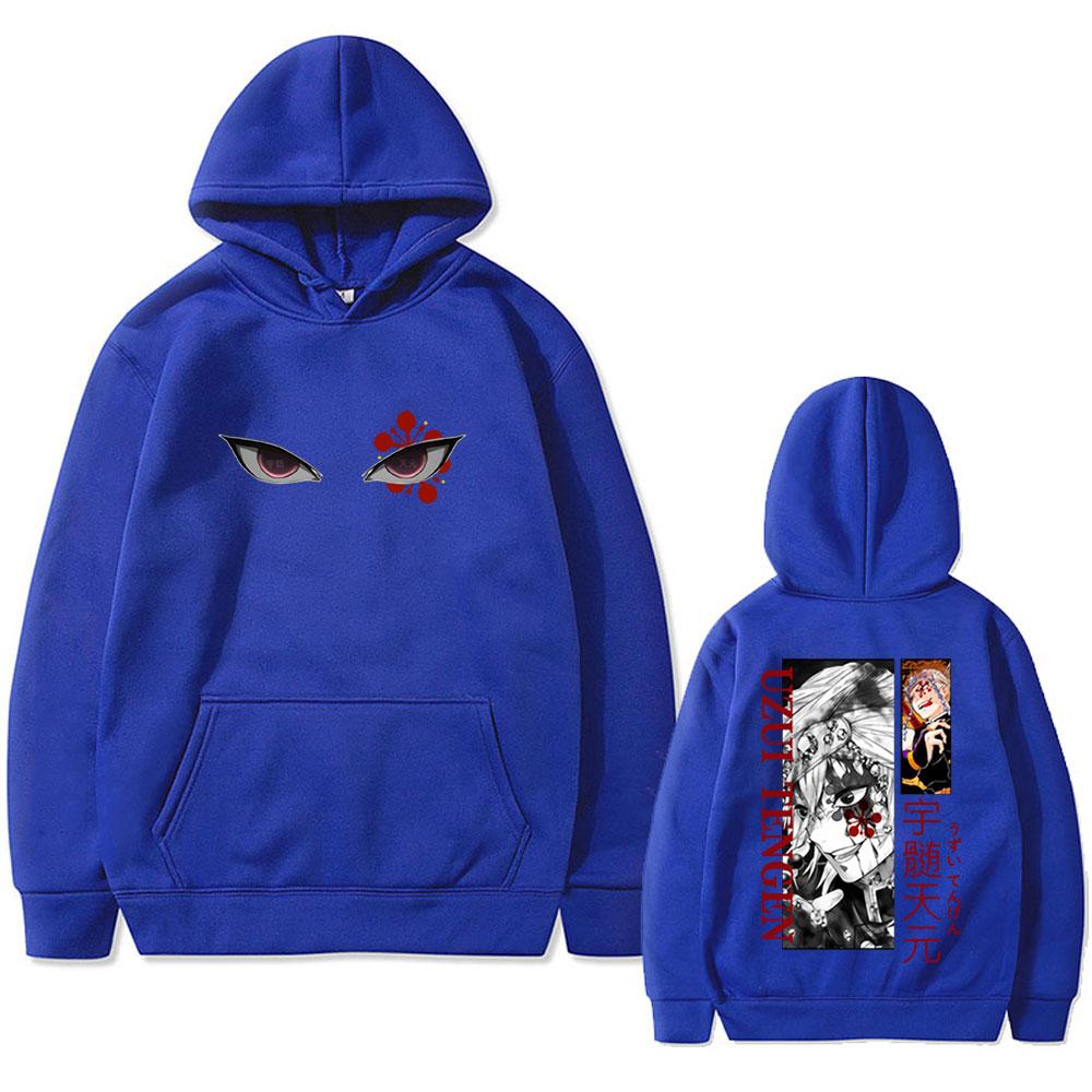 Anime Demon Slayer Uzui Tengen Eyes Graphic Print Hoodie Men Women Casual Oversized Pullover Male Vintage Fleece Hoodies