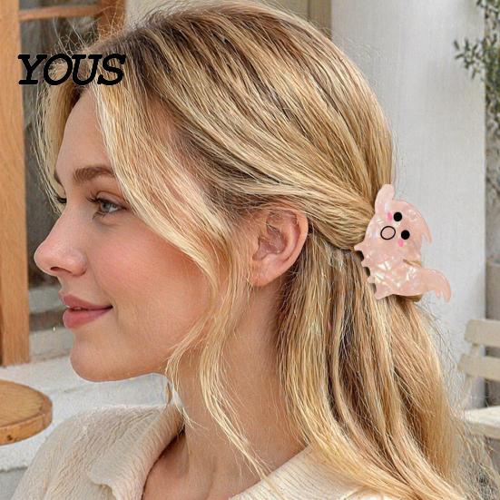 Medium Length Hair Clip Halloween Claw, Cute Ghost Gripper, Firm Grip with Elastic Gripper Shimmer for Long Hair, Comfortable Stylish Accessories