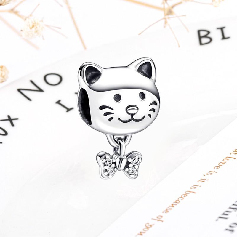 DIY Sparkling Paw Print Charm Beads for Pet Cat Dog Bracelets Jewelry Gifts Accessories