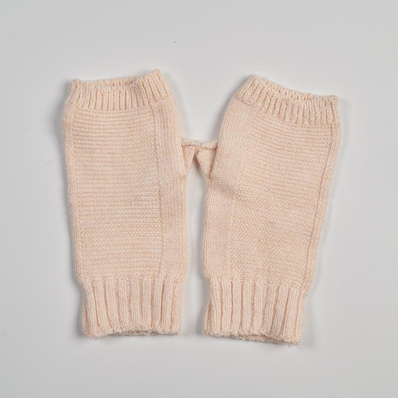 Women's Winter Wool Knitted Fingerless Gloves Cashmere Short Half Finger Wrist Warmers Stretchy Hand Protection Mitten for Girls