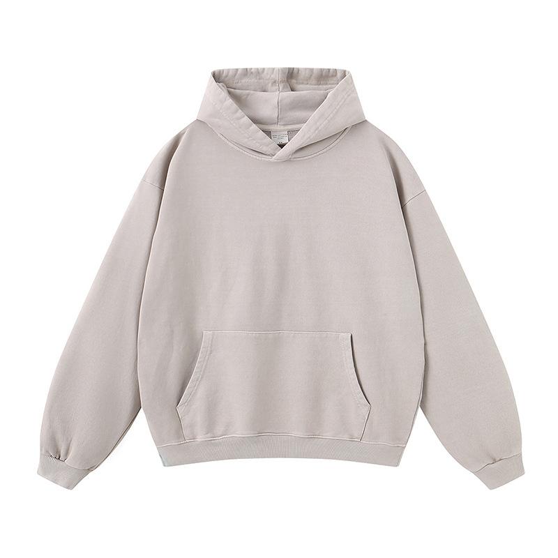 Fog Spring And Autumn American Solid Color Casual Loose Washed Boxy Hoodie Hoodie Men And Women