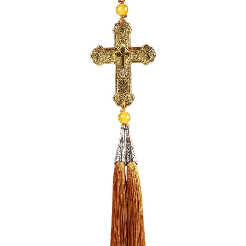 Crystal Cross Pendant Decorative Charm Ornament Crafts Household Decoration for Indoor Outdoor Traveling Car Decoration