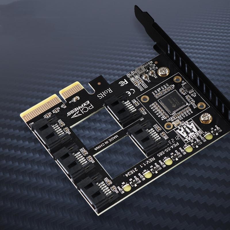 PCI-E 4X to 3.0 pansion Card 5 Full Speed Ports 6Gbps Transfer pansion Hard Drive for Win7 / 8/10 / Linux