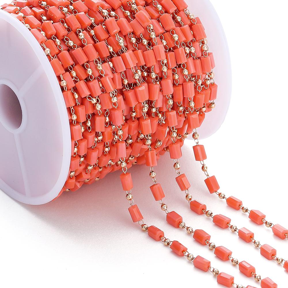 1Meter Bohemian Necklace Chain Cuboid Cube Beads Chains for DIY Necklace Bracelets Jewelry Making Accessories Handmade Chain
