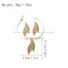 Stylish and Simple Double Leaf Plain Ring Pendant Necklace Earring Set Metal Light Luxury Collar Earring Set