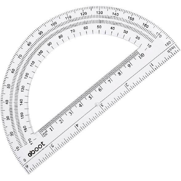 EBOOT 2 Pcs Plastic Protractor Clear 180 Degrees Transparent Protractor for Geometry, 4 Inch and 6 Inch