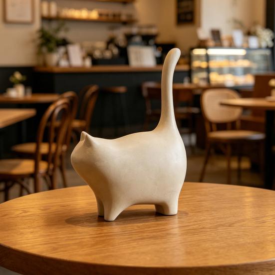 Yousheng 3D-Printed Cat Ornament Matte Texture Minimalist Cat Decoration for Living Room Study Office Caf Desktop Gift for Cat Lovers