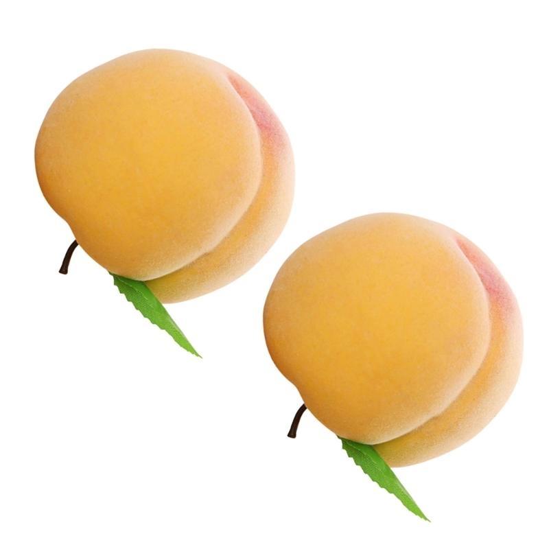 2Pcs Simulation Peach Artificial Fruit for Kitchen Decoration and Festival