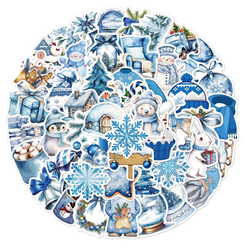 

50PCS Blue Winter Graffiti Stickers Christmas Decal Decoration Laptop Phone Guitar Helmet Skateboard Waterproof Kids Toy