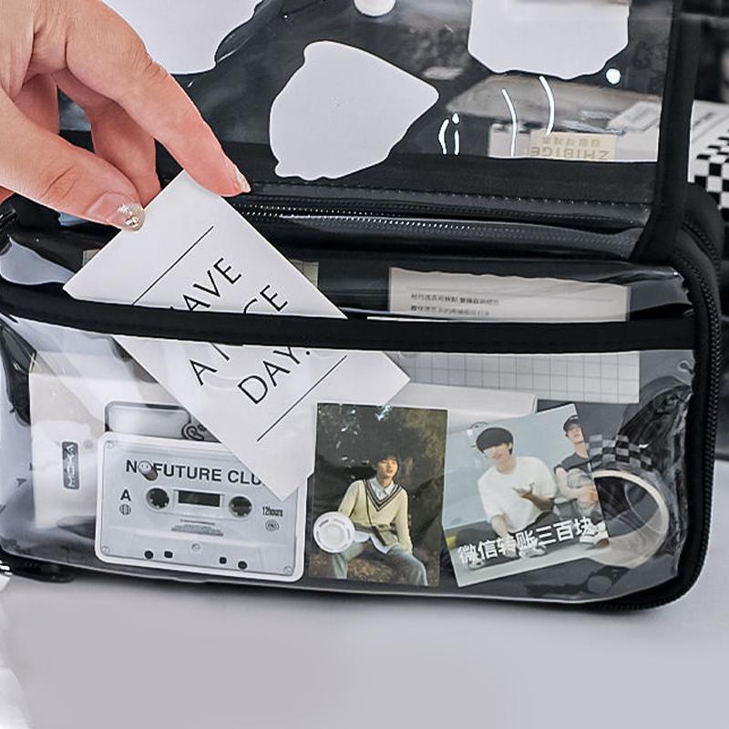 Large Capacity Pencil Bag Simple Stationery Storage Bag Children Pen Case Transparent Pencil Case Students School Supplies