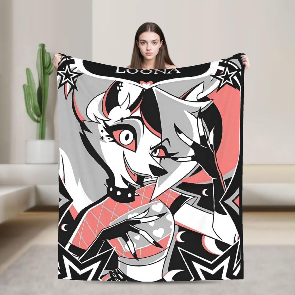 Soft Warm Blanket Decorative Helluva Boss Loona Throw Blanket  Flannel Bedspread For Outdoor Aesthetic Sofa Bed Cover