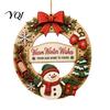 Christmas Party Wall Accents Interchangeable Wooden Wreath, 12 Pcs Front Door Plaque, DIY Decorative Wreath for Entrance Handmade Pattern Hanging