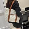Women Retro Personality Large Capacity Quilted Shoulder Bags Casual Contrast Color Handbags Oxford Padded Tote Shopping Bags MIT