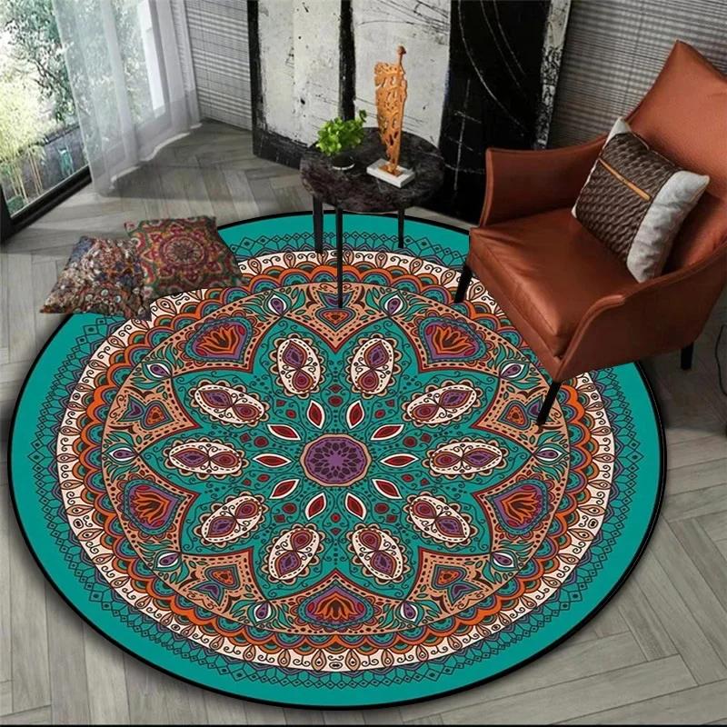 Bohemisk Mandala Rund Sovrum Nattduksbord Mat Korg Hängande Datorstol Golvmatta Meditation Yoga Mat decoracion