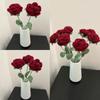 2 Stück Moderne Eleganz Simulationsblume Heimdekoration Esstisch Gestrickte Rose Einzelner Strauß Hochzeit Kunstblume