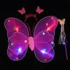 Led Butterfly Wings Light Up Angel Wings Kids Hair Bows Girl Headband Costume Girls Dress Props Party Angel Luminous Fairy Wings