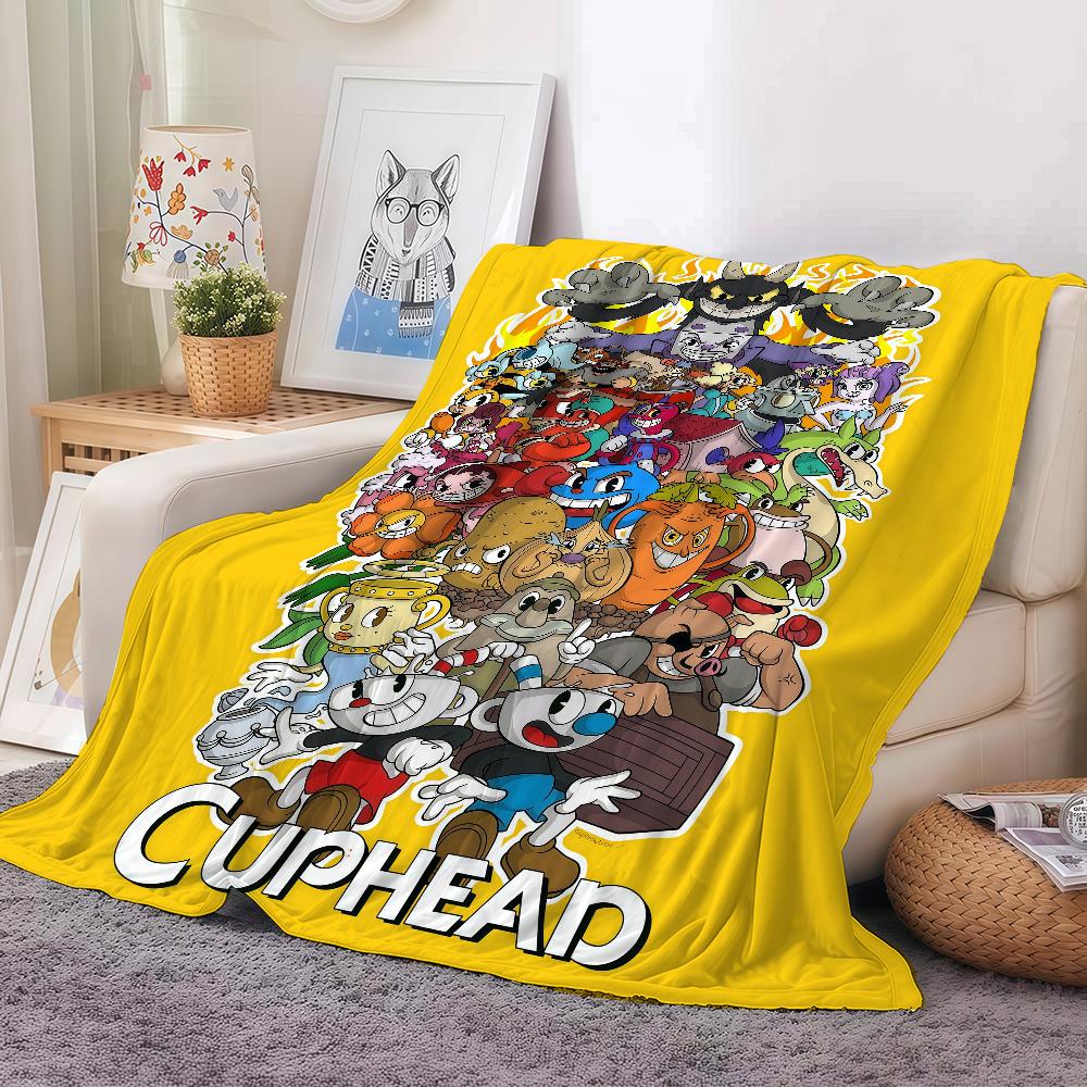 Funny Game C-Cuphead Blanket Warm And Soft Suitable For Bedroom Living Room Sofa Bed Office Travel Camping