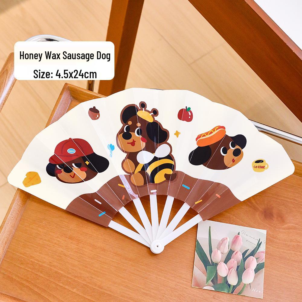 Adorable Foldable Cartoon Hand-Cranked Fan: High-Quality, Portable, Seven-Fold Design, Perfect Small Gift