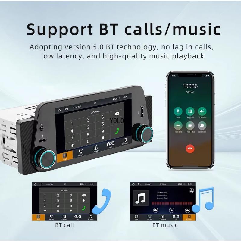 5 Inch Car Radio Wireless Carplay 1Din MP5 Player Autoradio Stereo Touch Screen 1280x720 Universal Multimedia Player