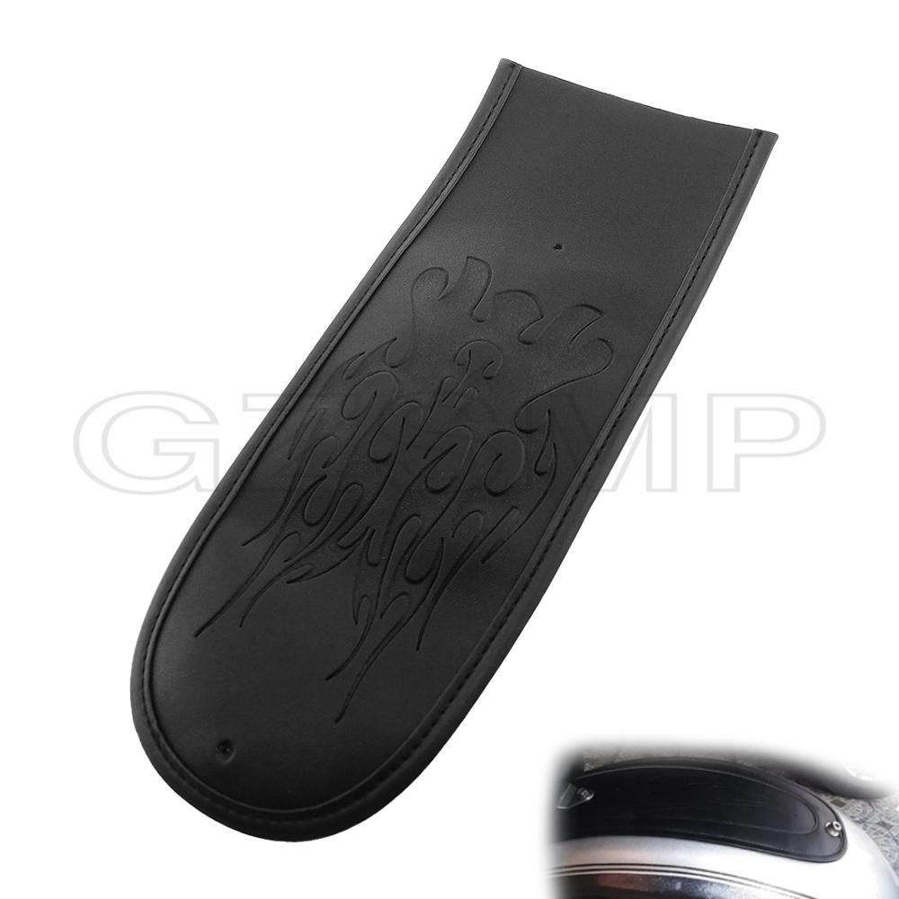 Motorcycle PU Leather Flame Rear Fender Bib Pad Seat Cover Trim Cushion fit For Harley Dyna Fat Bob FXD Wide Glide 2006-2017 Black Flame
