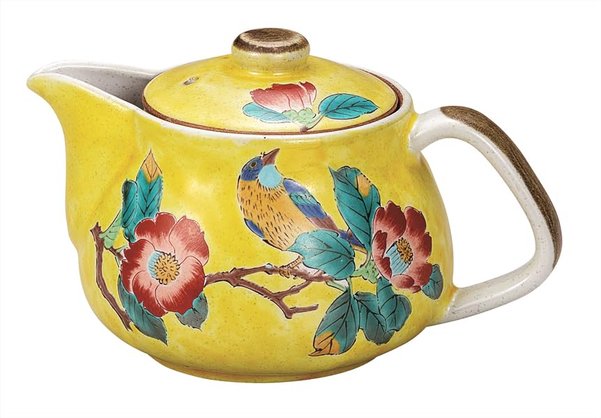 Nakamaru Kutani Ware Teapot Yoshidaya Camellia and Bird - K9-621