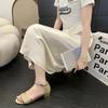 2025 summer new sandals women's fashion student bag heel one-word buckle Internet celebrity large size flat sandals women