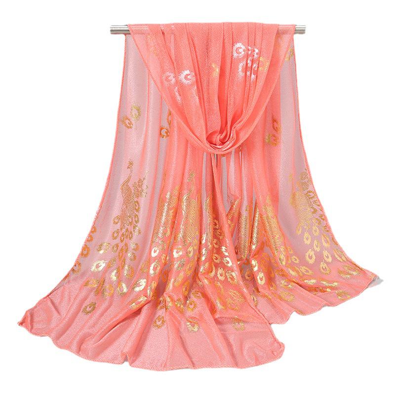 Elegant Peacock & Phoenix Feather Print Scarf – Lightweight, Comfortable, and Stylish Women's Travel Accessory Shawl