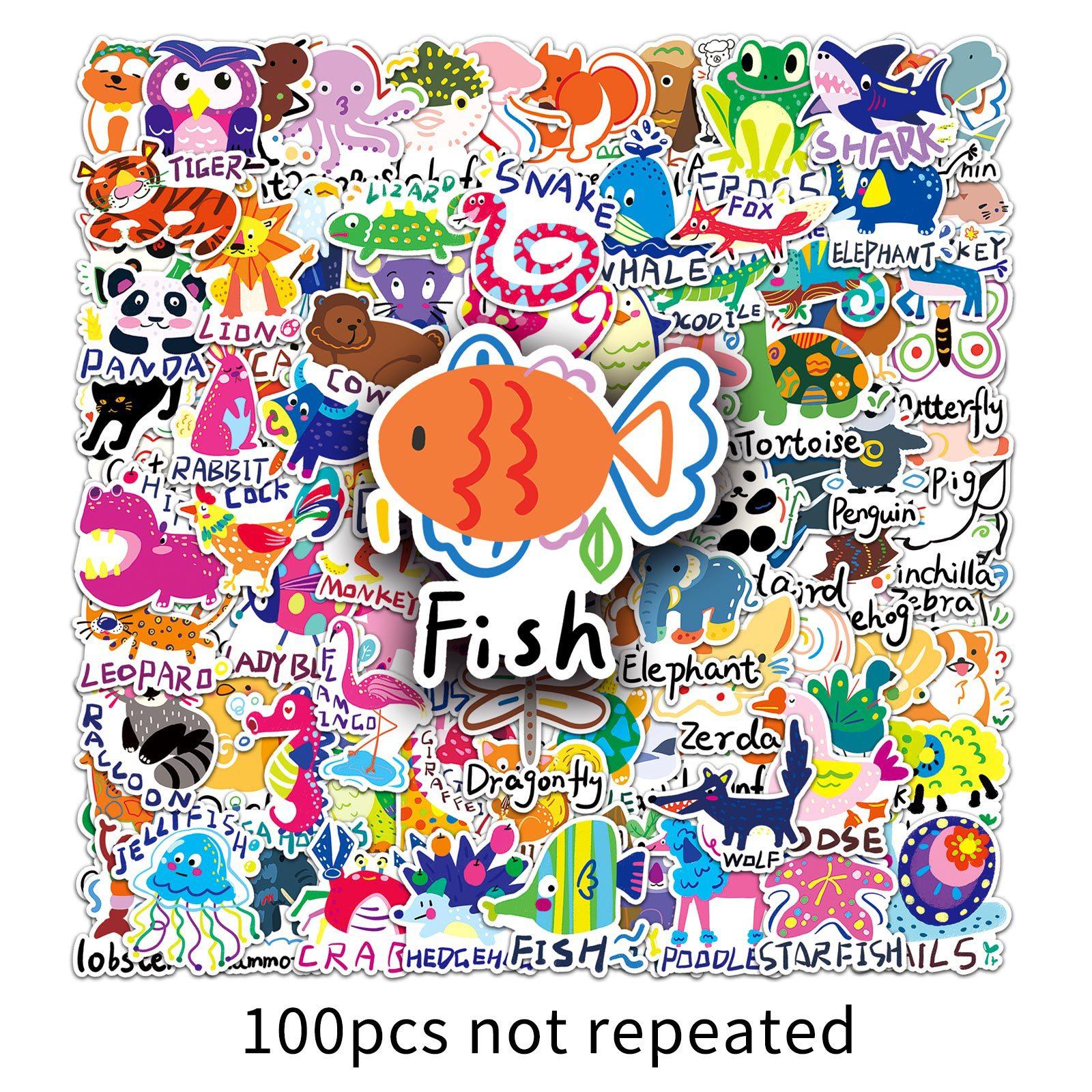 

100 Личность Животного Милый Детский Награда Ручная Записка Гу Карта Декоративные Канцелярские Принадлежности Чемодан Мультяшные Наклейки