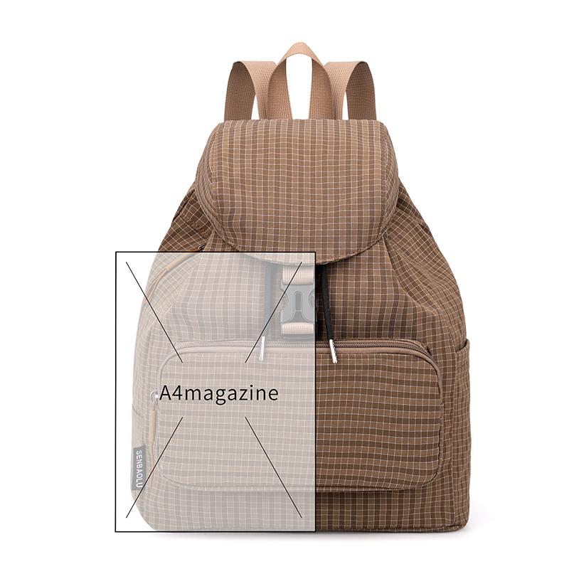 Vintage Check Backpack Commuter Lightweight Nylon Backpack