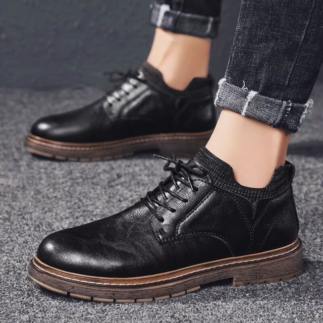 

Новая мужская обувь высокого качества, повседневная обувь из натуральной кожи, мужские офисные туфли-оксфорды, лоферы, модные носки, обувь для делового отдыха 42 чёрный