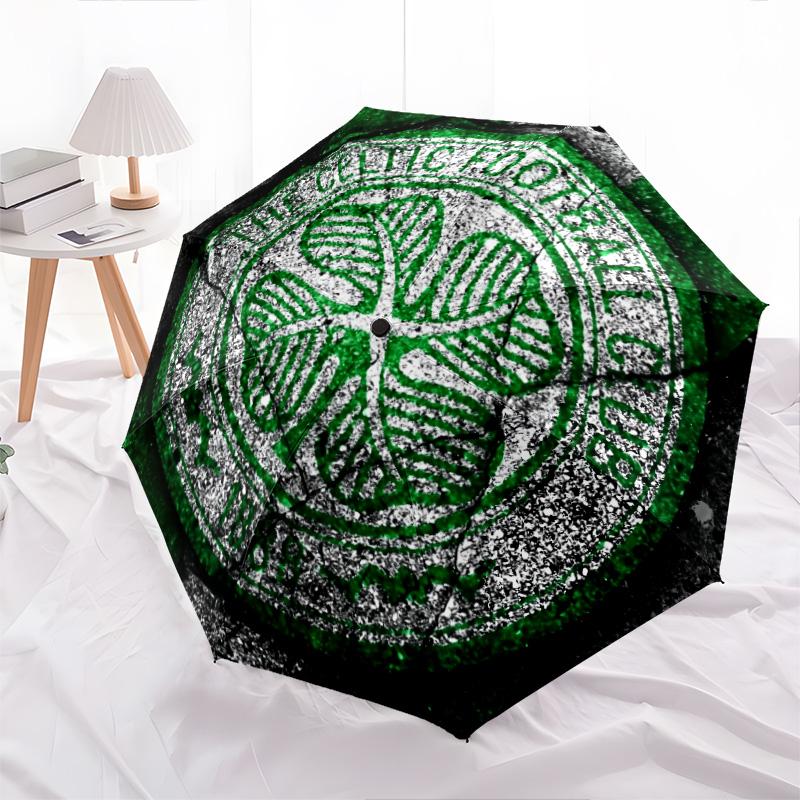 Modello del Celtic Football Club, ombrello pieghevole automatico, design portatile e pieghevole, 8 stecche, un regalo di Natale o di compleanno.
