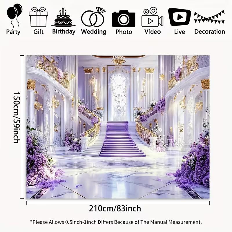 2D Castle Palace Staircase Backdrop Bridal Shower & Prom Photo Booth