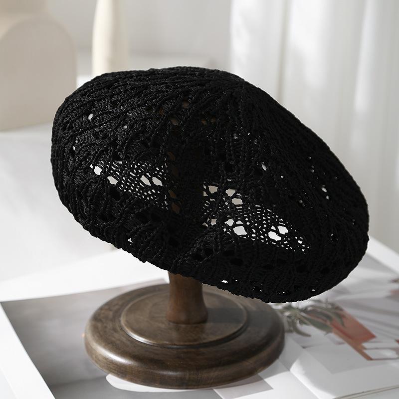 

Уличная шляпа без цветов Qin Lan, женская, 2025 года, новая полая дышащая шляпа с маленькими бутонами, литературная ткацкая шляпа художника M（56-58cm） чёрный