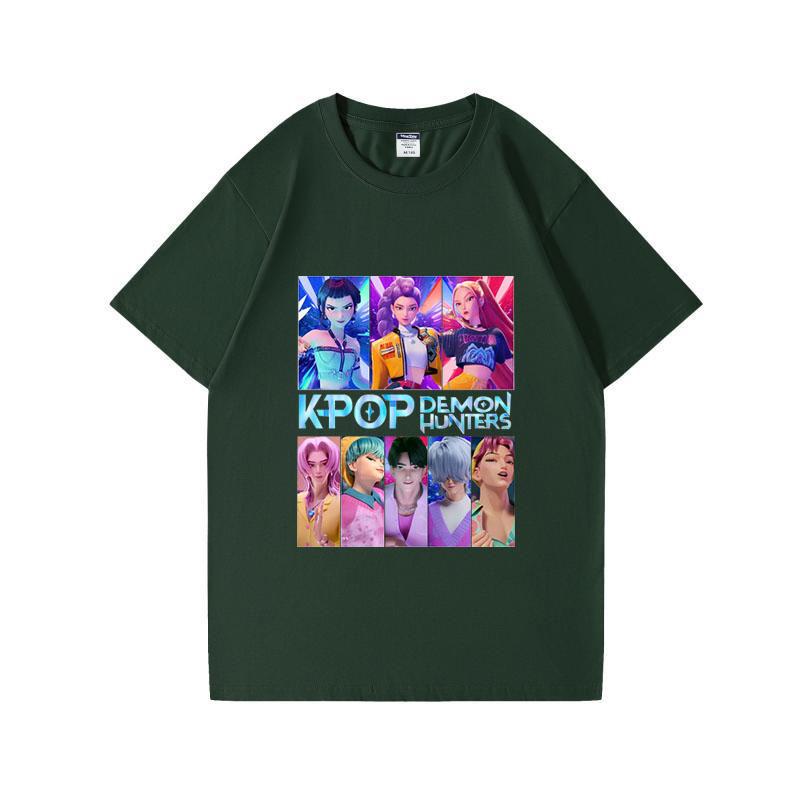 Kpop Łowcy Demonów HUNTRIX Saja Chłopcy Koszulki Dziewczęce Okrągły Dekolt Casualowe Damskie Letnie Koszulki Bawełniana Koszulka Wysokiej Jakości Odzież Topy