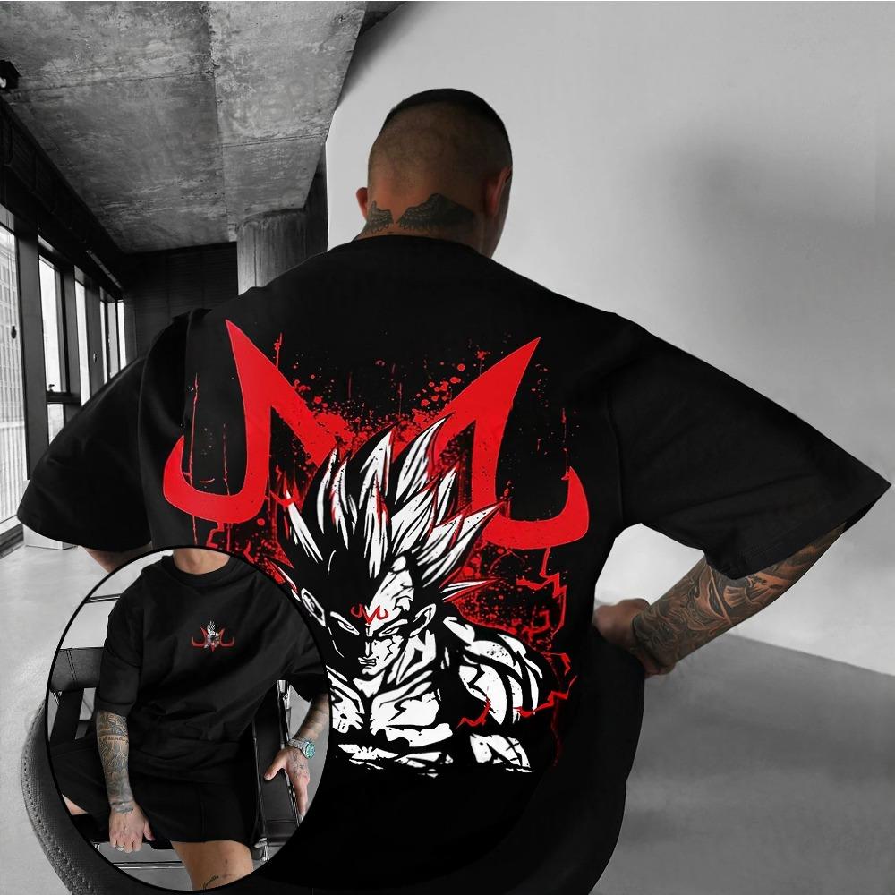 Dragon Ball Summer Men's T-Shirt Japanese Anime Vegeta Autumn High-end Harajuku Boys Children's Parent-Child Trend Short Sleeves